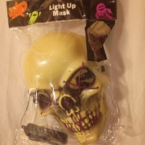 Light Up Skull Mask with Purple Stitching